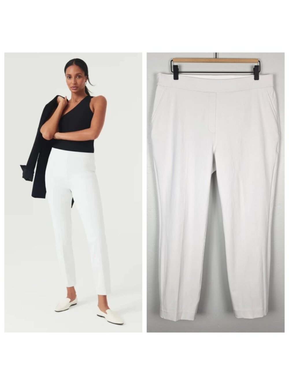 Spanx On The Go Slim Straight Pants Ankle Pull On Stretch Classic White Size XL
